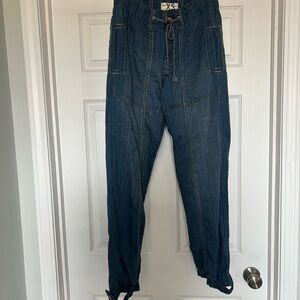 Free People Blue Drawstring Jeans